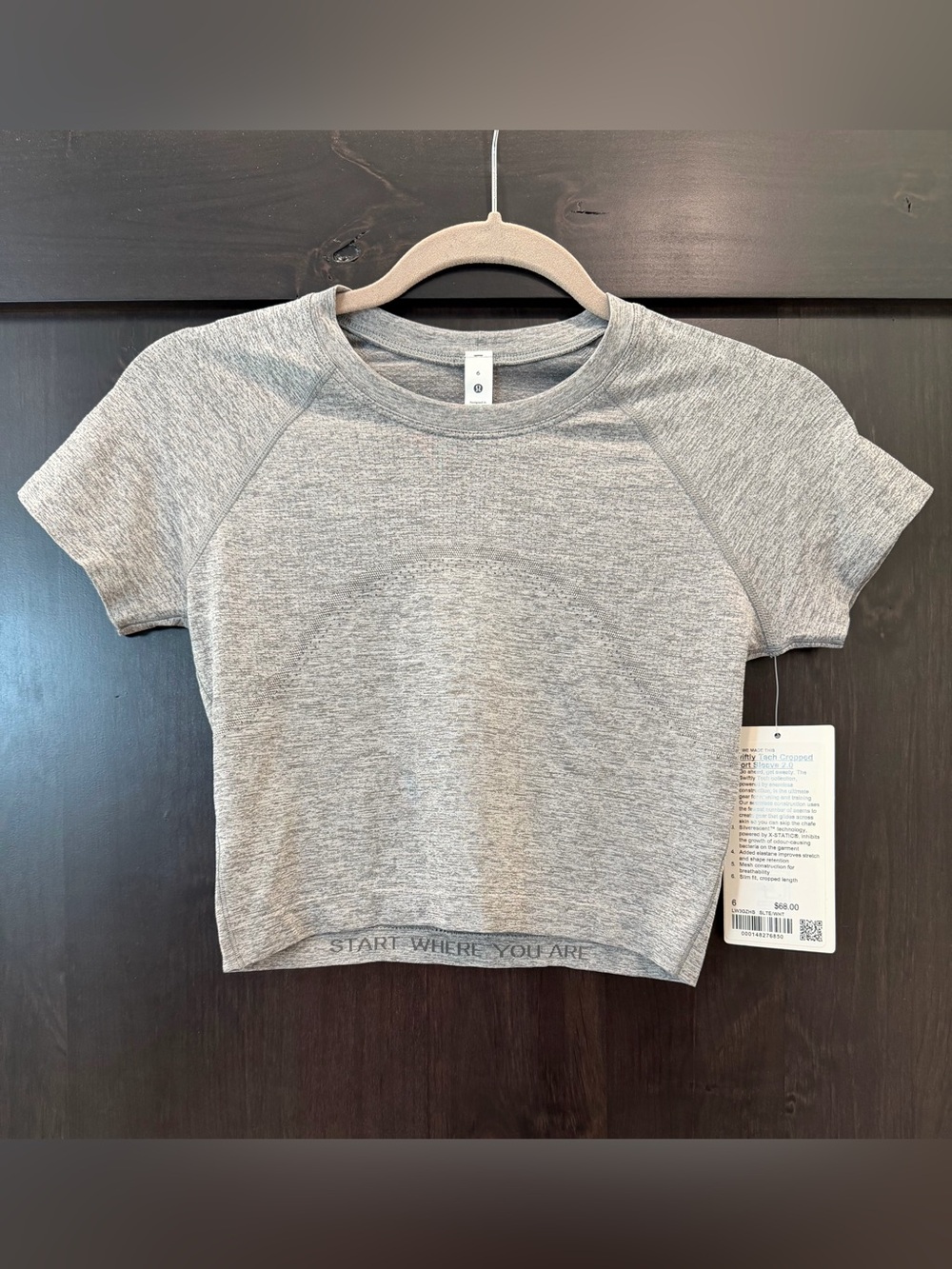 NWT Lululemon Swiftly Tech Cropped SS 2.0 Start Where You Are Sz 6 - Picture 2 of 4